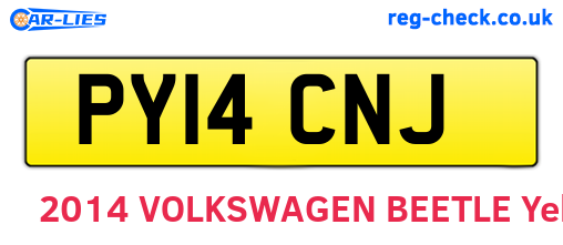 PY14CNJ are the vehicle registration plates.