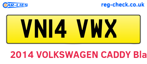 VN14VWX are the vehicle registration plates.