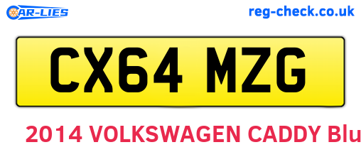 CX64MZG are the vehicle registration plates.