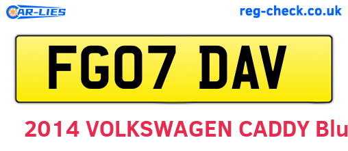FG07DAV are the vehicle registration plates.