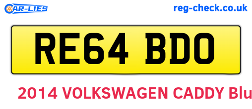 RE64BDO are the vehicle registration plates.