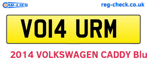 VO14URM are the vehicle registration plates.