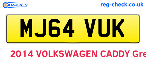 MJ64VUK are the vehicle registration plates.