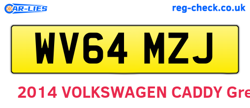 WV64MZJ are the vehicle registration plates.
