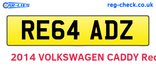 RE64ADZ are the vehicle registration plates.