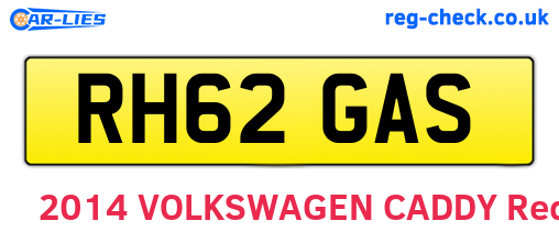 RH62GAS are the vehicle registration plates.