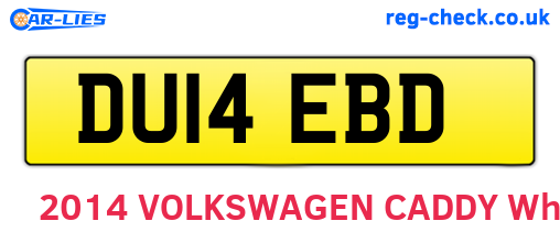 DU14EBD are the vehicle registration plates.