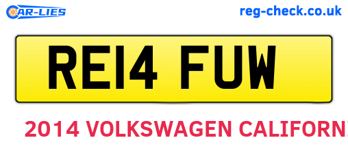 RE14FUW are the vehicle registration plates.