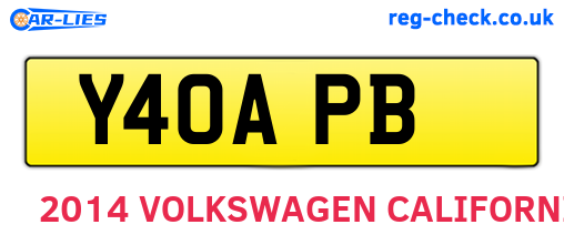 Y40APB are the vehicle registration plates.