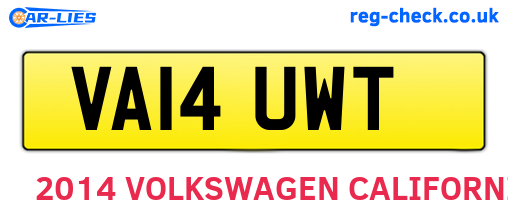 VA14UWT are the vehicle registration plates.