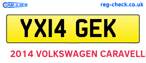 YX14GEK are the vehicle registration plates.