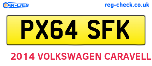 PX64SFK are the vehicle registration plates.