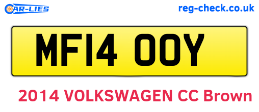 MF14OOY are the vehicle registration plates.