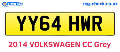YY64HWR are the vehicle registration plates.