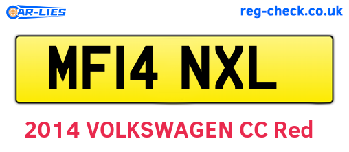 MF14NXL are the vehicle registration plates.