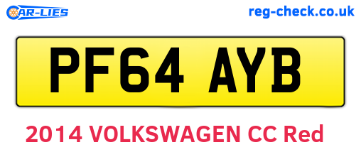 PF64AYB are the vehicle registration plates.