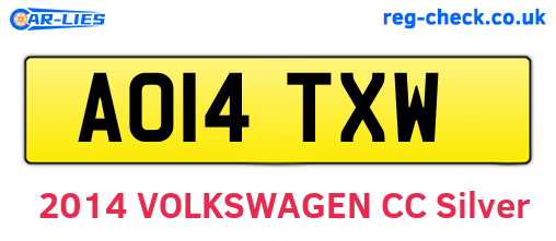 AO14TXW are the vehicle registration plates.