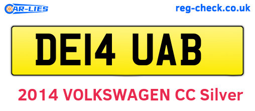 DE14UAB are the vehicle registration plates.