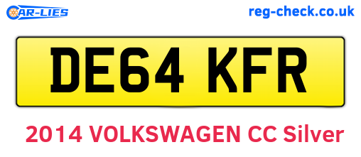 DE64KFR are the vehicle registration plates.