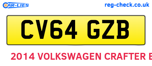 CV64GZB are the vehicle registration plates.