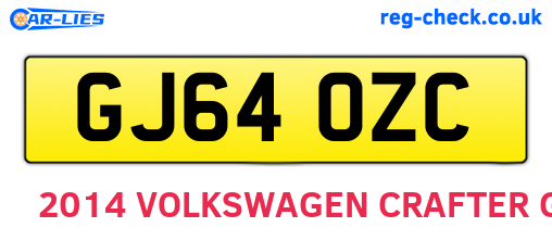 GJ64OZC are the vehicle registration plates.