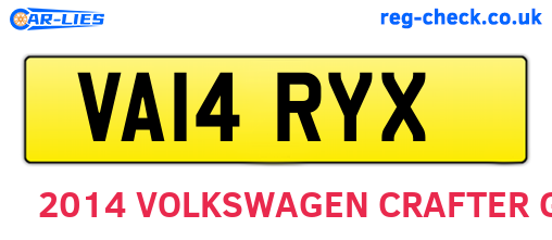 VA14RYX are the vehicle registration plates.