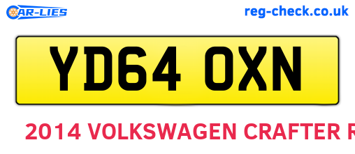 YD64OXN are the vehicle registration plates.