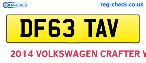 DF63TAV are the vehicle registration plates.