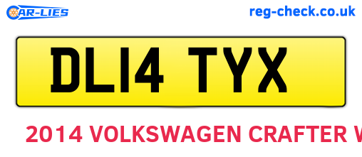 DL14TYX are the vehicle registration plates.