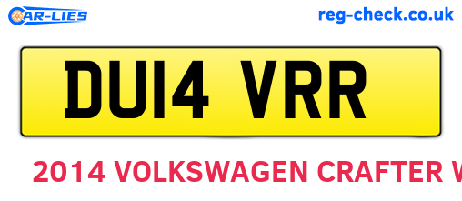 DU14VRR are the vehicle registration plates.