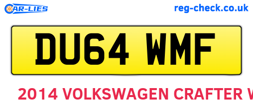 DU64WMF are the vehicle registration plates.