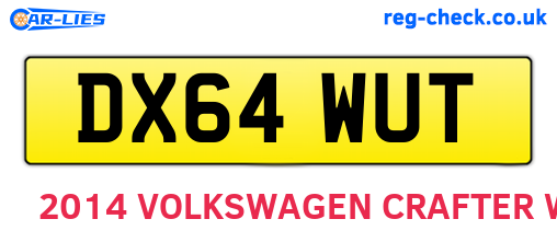 DX64WUT are the vehicle registration plates.