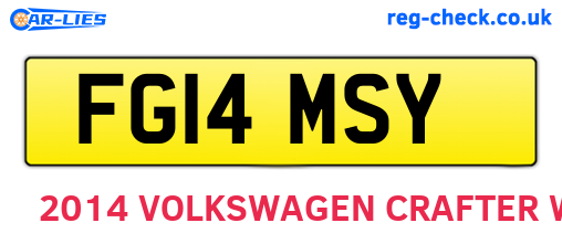 FG14MSY are the vehicle registration plates.