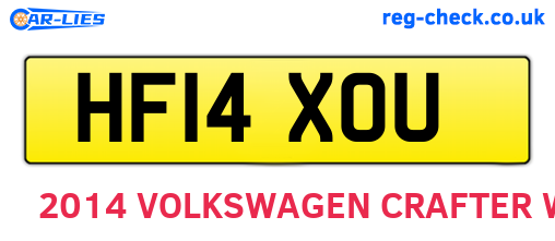 HF14XOU are the vehicle registration plates.