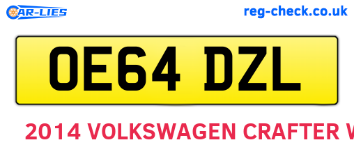 OE64DZL are the vehicle registration plates.