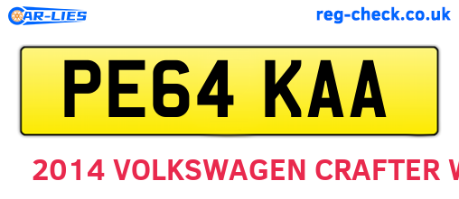 PE64KAA are the vehicle registration plates.