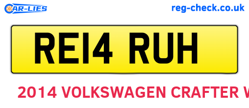 RE14RUH are the vehicle registration plates.