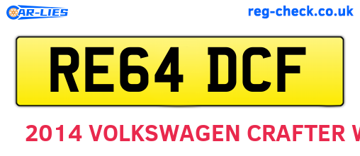 RE64DCF are the vehicle registration plates.