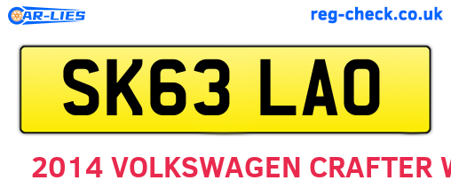SK63LAO are the vehicle registration plates.