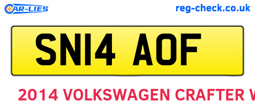 SN14AOF are the vehicle registration plates.