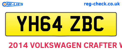 YH64ZBC are the vehicle registration plates.