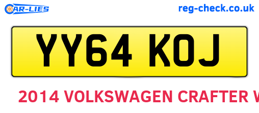 YY64KOJ are the vehicle registration plates.