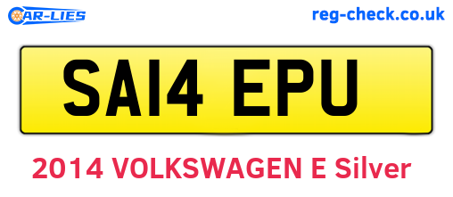 SA14EPU are the vehicle registration plates.