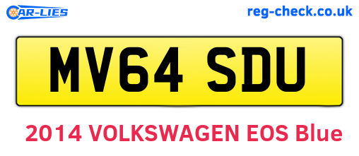MV64SDU are the vehicle registration plates.