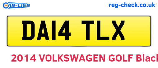 DA14TLX are the vehicle registration plates.