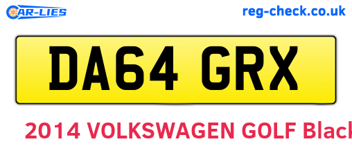 DA64GRX are the vehicle registration plates.