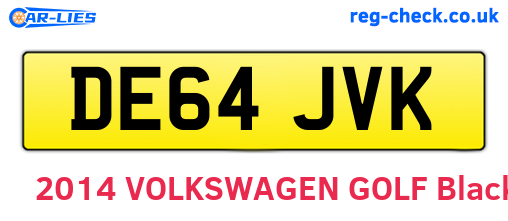 DE64JVK are the vehicle registration plates.