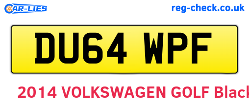DU64WPF are the vehicle registration plates.