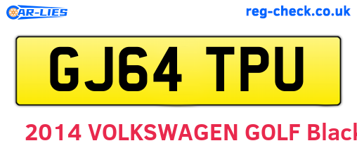 GJ64TPU are the vehicle registration plates.