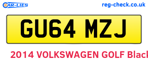 GU64MZJ are the vehicle registration plates.